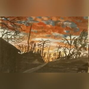 Hand Crafted Autumn Dusk Painting